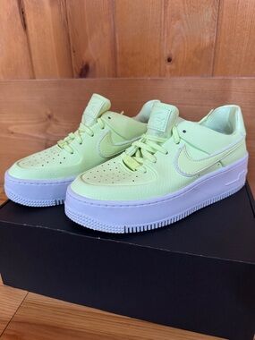 Nike Women’s Air Force 1 Sage Low Neon Green Platform Sneakers